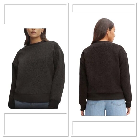 Everlane‎ Women's Size Small Black Oversized Crewneck ReNew Fleece Sweater NWT - Picture 1 of 9